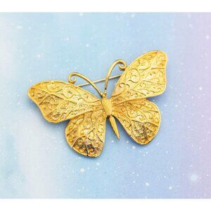 Vintage Art Nouveau Golden Butterfly Brooch | Gold Tone Brooch | J14